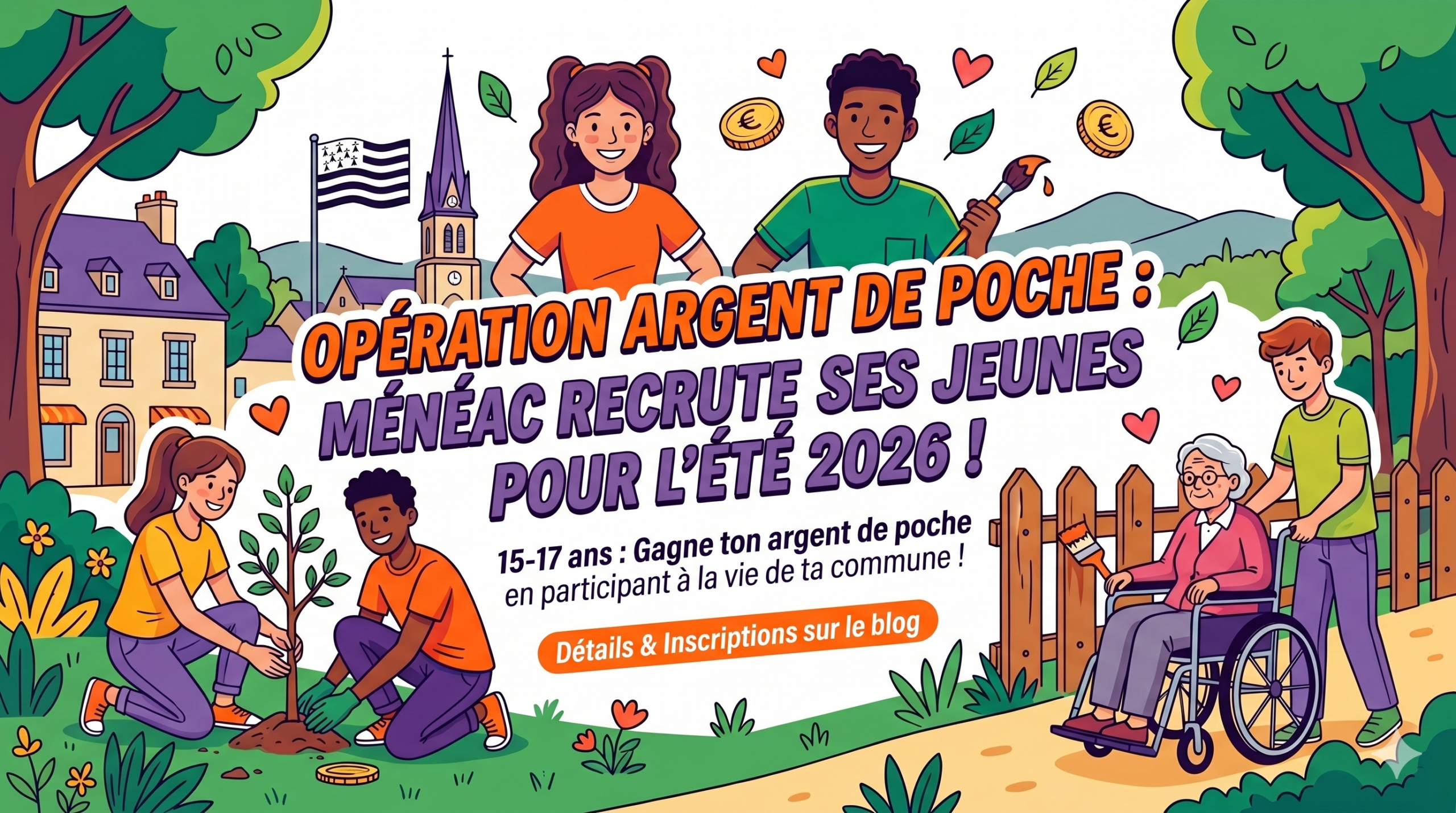 Eté 2026: Opération argent de poche pour les jeunes à Ménéac
